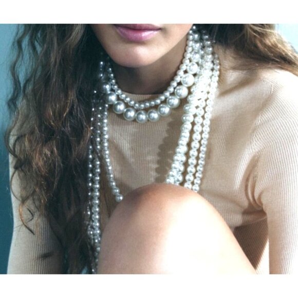 Pearl Necklace Knotted b/w Each Faux Pearl Bead High Quality Opera Lengrh Approx - Picture 3 of 12